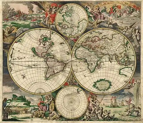 A historical map of the world by Gerard van Schagen, 1689