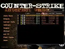 A screenshot of the WON.net interface and available servers in the game Counter-Strike