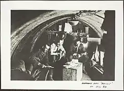 Australian soldiers in a dugout on Hill 60