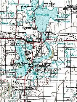 Image 10The Iowa Great Lakes located primarily in Dickinson County, in the northwestern section of Iowa near the Minnesota border.  (from Iowa)