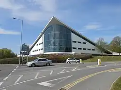 Wrexham Swimming Baths, now Wrexham Waterworld Leisure and Activity Centre, feature a hyperbolic paraboloid roof in Wrexham, Wales, United Kingdom, 1969