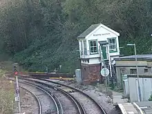 Photograph showing Bopeep Junction, with the signalbox at centre right.