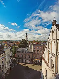 View from Protestant church to town hall