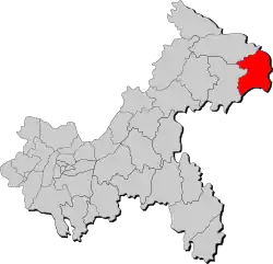 Location of Wushan County in Chongqing