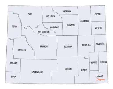 Image 11An enlargeable map of the 23 counties of Wyoming (from Wyoming)