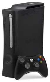 Xbox 360 Elite console with black wireless controller.