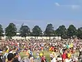 Pilgrims waiting for the Pope in the Rhin