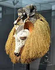 Mask; early 20th century; wood, raffia & color pigments; by Yaka people; Rietberg Museum (Zürich, Switzerland)