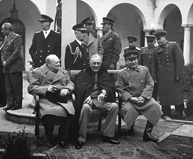 Image 8Yalta ConferencePhoto: U.S. Army Signal CorpsWinston Churchill, Franklin D. Roosevelt, and Joseph Stalin sitting together at the Yalta Conference, which took place February 4–11, 1945. The so-called "Big Three" met to discuss the re-establishment of the nations of Europe following World War II. Although a number of agreements were reached, Stalin broke his promises regarding Poland, and the Soviet Union annexed the regions of Eastern Europe it controlled, or converted them to satellite states.More selected pictures