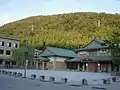 Plaza at center of town in early morning