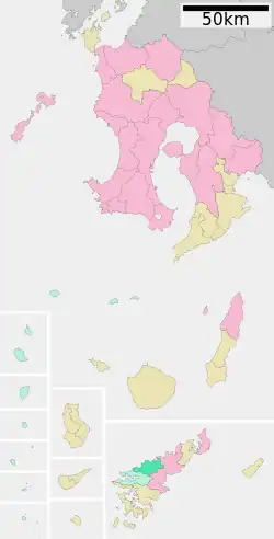 Location of Yamato in Kagoshima Prefecture