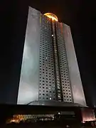 Front side of Yanggakdo International Hotel by night