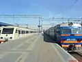 EM4 and ER2 electric trainset at Yaroslavsky Rail Terminal