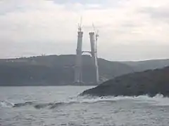 Poyrazköy pylons (view from Garipçe, Sarıyer in January 2014)