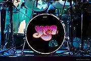 The Yes bubble logo on Alan White's bass drum