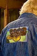 The Yes bubble logo on the back of Chris Squire's demin jacket