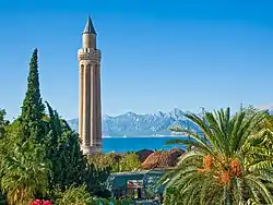 Yivli Minare Mosque, symbol of Antalya, built by the Beylik of Teke c. 1375