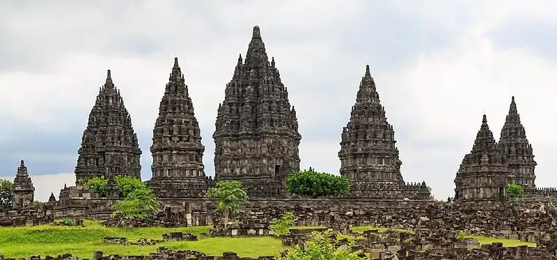 Prambanan in Java is a Hindu temple complex dedicated to Trimurti. It was built during the Sanjaya dynasty of Mataram Kingdom.