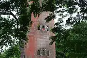 Visitors inside the tower