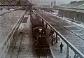 Yokohama Port Station in 1929, with the warehouse visible behind