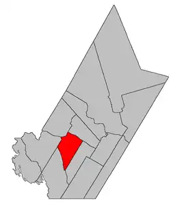 Location within York County, New Brunswick.