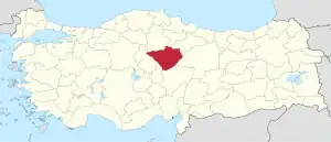 Location of the province within Turkey