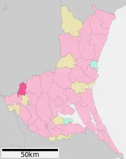 Location of Yūki in Ibaraki Prefecture