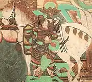 Tang soldier in a mural from Yulin Caves