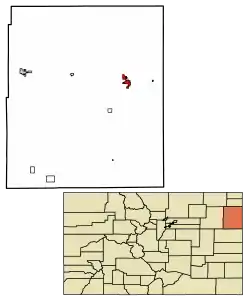 Location of the City of Wray in Yuma County, Colorado.