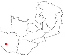 Location of Senanga in Zambia