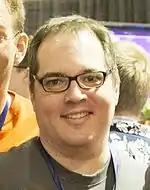 Zach Adams is seen at a convention.