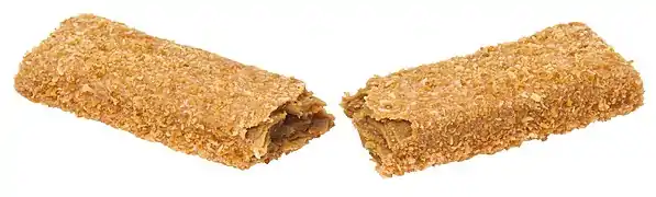 A Zagnut candy bar cut in half.