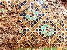 Remains of Zellij with eight-pointed star motif, in the Marinid ruins of Chellah in Rabat, Morocco (14th century)