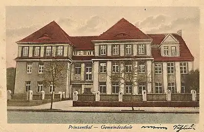 View of the school building ca 1907