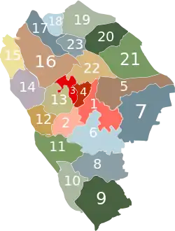 Shenwan is labeled '10' on this map of Zhongshan