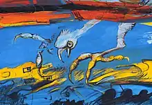 The Restless Bird (1997), acryl in paper, 50 x 70 cm