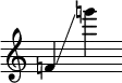 
     {
       \override SpacingSpanner.strict-note-spacing = ##t
       \set Score.proportionalNotationDuration = #(ly:make-moment 1/8)
       \clef treble \omit Score.TimeSignature
       \relative f' {f!4 \glissando g''!} 
     }
   