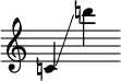 
     {
       \override SpacingSpanner.strict-note-spacing = ##t
       \set Score.proportionalNotationDuration = #(ly:make-moment 1/8)
       \clef treble \omit Score.TimeSignature
       \relative c'{c!4 \glissando d''!} 
     }
   