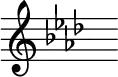 { \new Staff \with{ \magnifyStaff #3/2 } << \time 1/4 \override Score.TimeSignature #'stencil = ##f { \clef treble \key f \minor s16 ^\markup "" } >> }