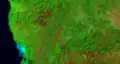 Silver Fire, 30 July 1988, Landsat 5 TM, false color, infrared, bands 642, satellite image.