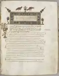 Page of the Gospel Book with Commentaries: Portrait of Mark; 1000–1100; ink, tempera, gold, vellum and leather binding; sheet: 28 cm × 23 cm (11.0 in × 9.1 in); Cleveland Museum of Art (Cleveland, Ohio, US)