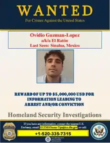 Wanted Poster, Ovidio Guzmán López