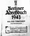 Cover of the Berliner Adressbuch 1943. Internal pages used in the discussion of Günter Litfin, and other Berlin Wall victims