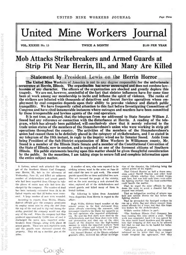 UMW's response, published July 1, 1922