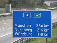 Destination confirmation sign on the German A3 (part of E42)