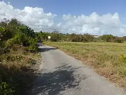 Follow the Black Top north east towards Long Beach past the no littering sign.