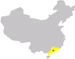 Location of Guangzhou in China