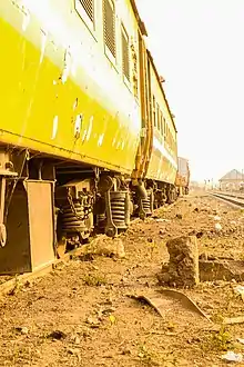 A moving train on the Ilorin rail way terminal