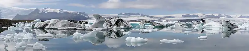 Panorama of Jökulsárlón (aka Glacier Lagoon)