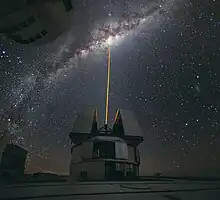 Observatory shooting a laser beam